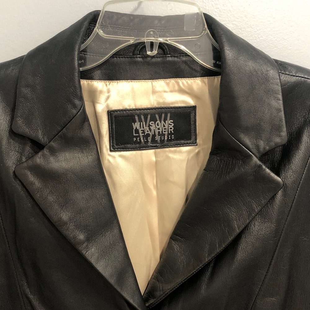 Wilson Leather Pelle Studio Black Leather Lined Jacket Blazer Women’s Size XL - Picture 2 of 12